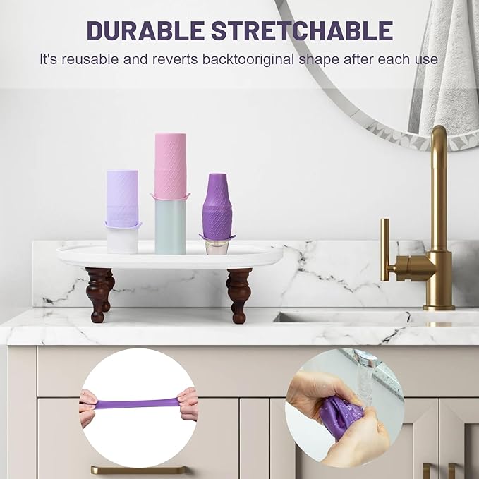 Mrsdry Bottle Covers for Travel, Leak Proofing, Travel Size Container Silicone toiletry sleeves, Leak Locks Travel Accessories for Shampoo Wash Body Bottles and other beauty and personal care(8pcs)
