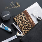 Coco Rossi Women's Leopard Print Passport Holder Cover with RFID Protection, 4 Card Slots, 1 Cash Holder, 1 Boarding Pass Holder