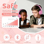 MIDOLA Kids Headphones Bluetooth 5.4 Wireless 68H Play Time Volume Limit 85/94dB Over-Ear Foldable Headset,Type-C Fast Charging,with Wired Aux Mic for Toddler Child Pad Tablet Pink