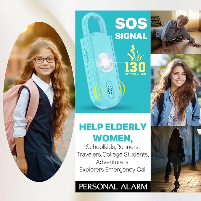 Personal Safety Alarm for Women Girls, 130dB Loud Siren + LED Light, Stylish Keychain, Easy-Pull Emergency Self-Defense for Night Safety, Running, Travel, College Students Self Defense Device Gift