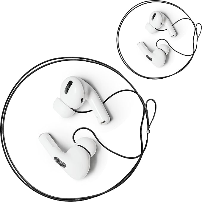 New Version of Anti-Lost Strap for Wireless in-Ear Earbuds with Ear Tips, Airpod pro Lanyard - Black 2pack (Compatible with Airpods Pro 1 2 3, Sony, Beats, Samsung, Bose)