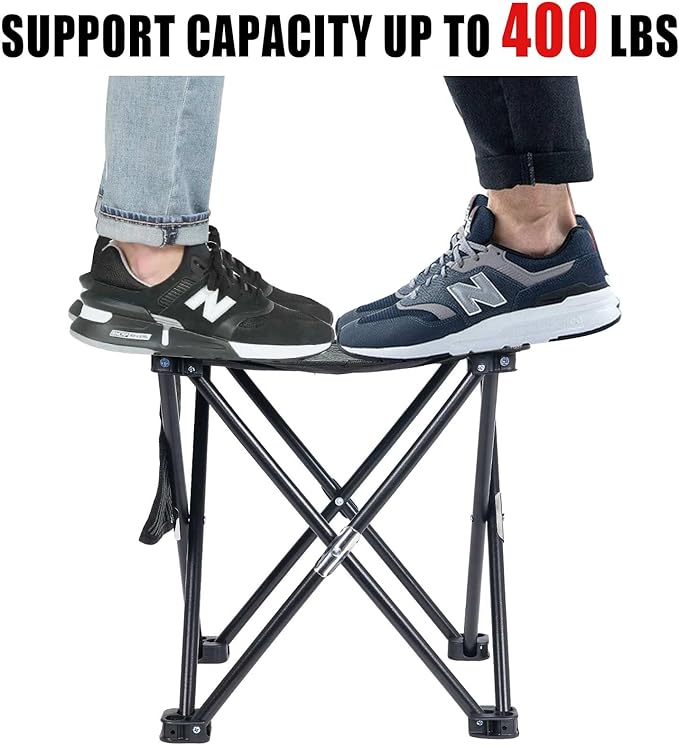 2 Pack Camping Stool Portable, 13.7 Inch Folding Stool for Outdoor Gardening, Fishing, BBQ, Hiking with Carry Bag(400 LBS Capacity)
