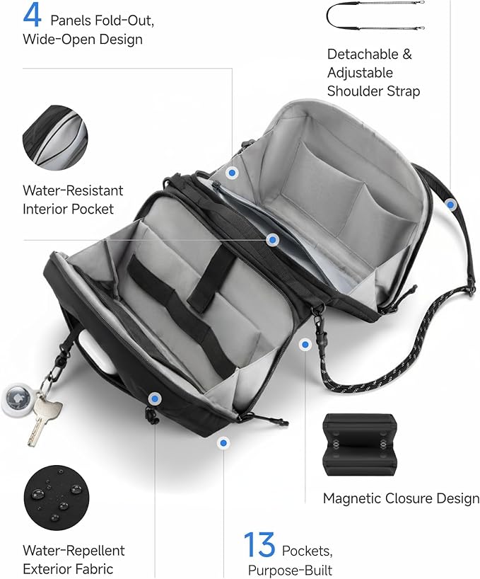 LUGGEX Large All-in-One Tech Pouch, CBX01 Cable Organizer Bag with Removable Strap, Double Accessories Bag & Water Resistant for Kindle, Chargers, Cord