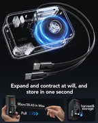 Retractable USB C Charger Wall Plug with 35.5in/90cm Type C Cables Cords,40W Fast Charging Foldable Block Multi Charger for All Devices for iPhone 17/16/15/14/13/12,iPad,Galaxy,Pixel