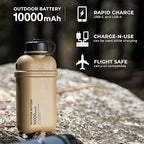 ELECOM NESTOUT Portable Charger and Lamp, 10000mAh Outdoor Battery Power Bank, 20W USB-C Fast Charging PD, Battery and Light for Camping, 300 Lumen LED Lantern Lamp-1 (Black)