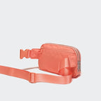 Pander Everywhere Belt Bag for Women, 5 Zipper Pockets Nylon Crossbody Fanny Pack Purse (Dark Salmon).
