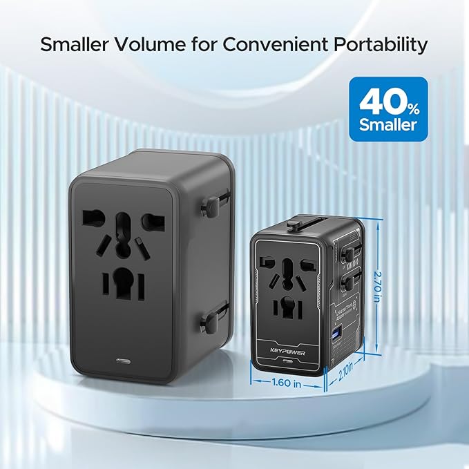 Universal Travel Adapter, 75W GaN International Power Adapter with 3 USB C and 1 USB A, All in One Travel Plug Adapter, Worldwide Outlet Wall Charger Converter for EU US UK AU 200+ Countries.