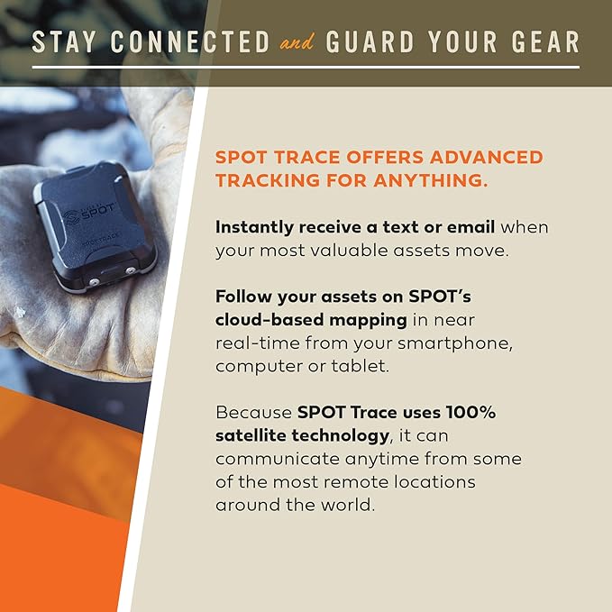 Spot Trace Satellite Tracking Device | Handheld Tracker for Hiking, Camping, Cars, Kids, Outdoor Activities, and Assets with Globalstar Network Coverage | Subscription Applicable