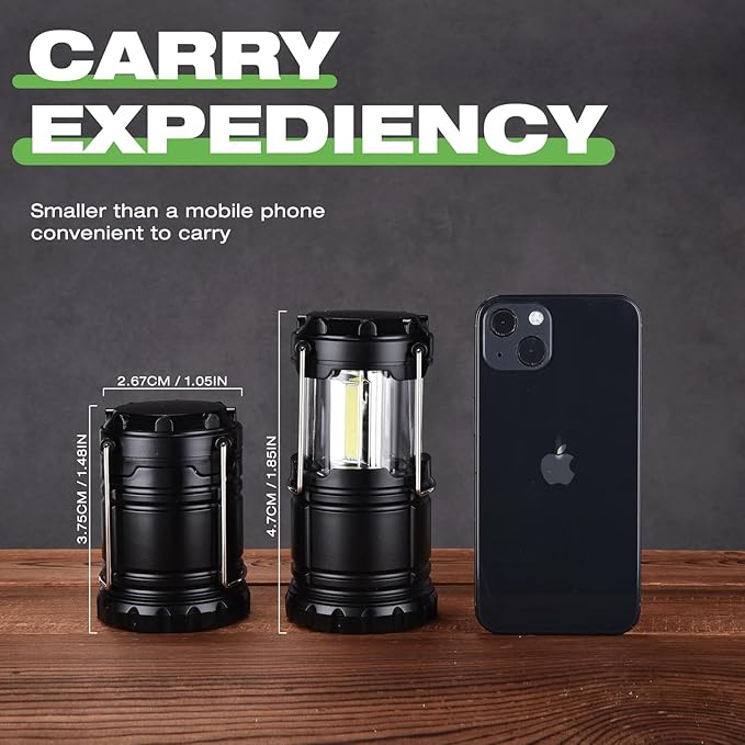 KPKJOO Lantern Collapsible Camping Light, Battery Operated Lanterns LED Super Bright for Power Outages Indoor Emergency Outdoor Camping Hiking Kit (2, COB)