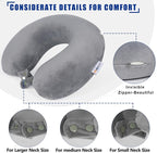 SAIREIDER Travel Pillows for Sleeping Airplane 100% Pure Memory Foam Neck Pillow for Airplanes Washable Cover with Storage Bag (Grey)