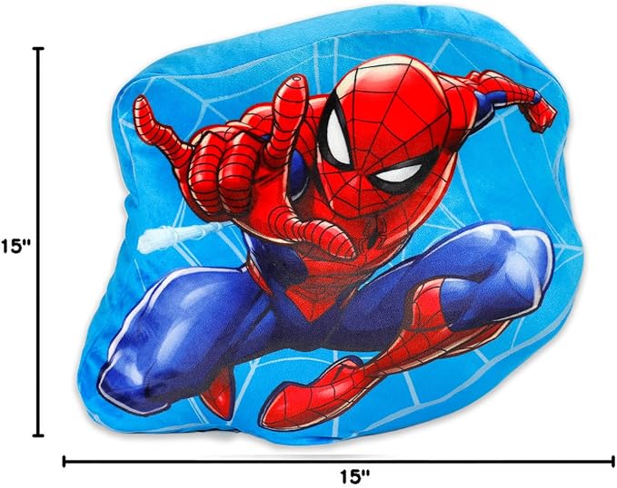 Spider-Man Spiderman Travel Blanket and Pillow for Kids, Boys - Bundle Blanket with Hood, Cloud Pillow, Tattoos, More | Spiderman Travel Accessories Set