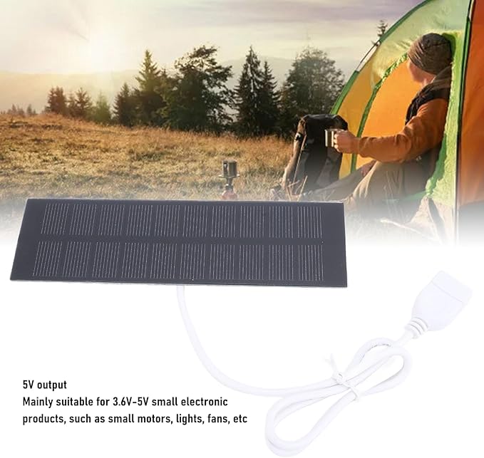 1W Portable Solar Panel, 5V USB Compact Solar Charger for Small Electronics Monocrystalline Silicon Mini Solar Panel Module for Camping Hiking Outdoor Adventures