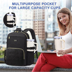 Focdod Laptop Backpack for Women Bookbag: 15.6 inch Work Backpacks with Pouch Pocket for Large Capacity Cup & USB Charger College Book Bag Travel Business Nurse Teacher Bookbags Anti-theft Back Pack