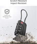 LUGGEX TSA Locks for Luggage, Suitcase Locks TSA Approved, Luggage Locks, Ease of Use & Durable(Black,4 Pack)