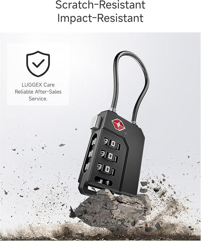 LUGGEX TSA Locks for Luggage, Suitcase Locks TSA Approved, Luggage Locks, Ease of Use & Durable(Black,4 Pack)