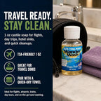 Elite Trail Magic- Wander Wash Biodegradable Castile Camp Soap – Ultralight 1 oz Concentrated Liquid Soap for Camping- Dish Wash Station-Travel & Backpacking – All Purpose, Unscented