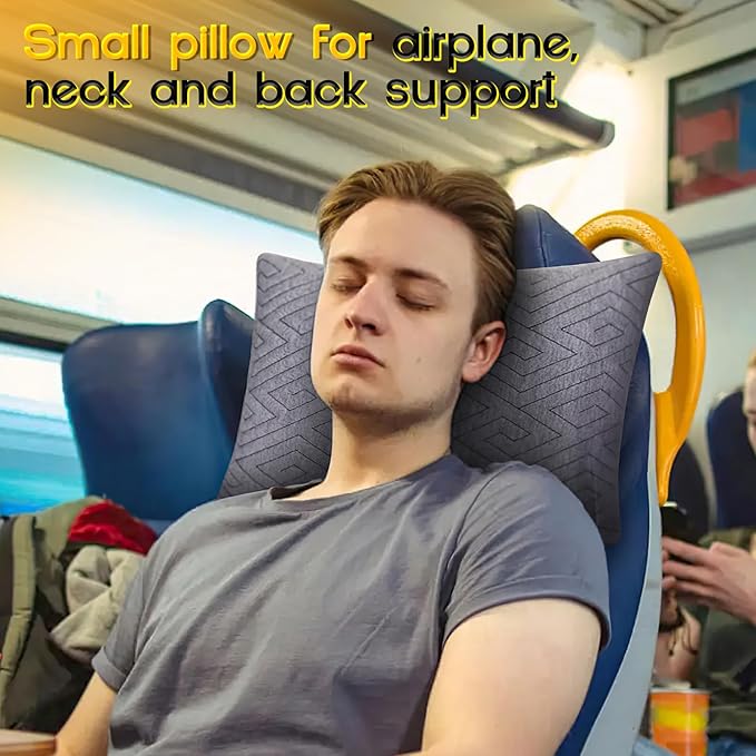 1 MIDDLE ONE Travel Pillow for Sleeping Camping, Memory Foam Small Pillow with Breathable Cover for Backpacking, Airplane, Car (17.5 x 12 Inch)