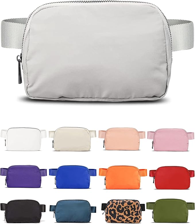 YOSHUYUKI Fanny Pack Crossbody Bag Trendy Waterproof Small Sling Cross Body Purse for Women Men Fashion Waist Packs Mini Belt Pouch Chest Bum Hip Bag Lulu Dupes for Travel Vacation Running Ash