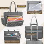 RAINSMORE Teacher Tote Bag 15.6 Inch Laptop Bag for Women Work Bag with Large Cup Holder Nurse Bag Computer Tote Handbag