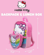 Fast Forward Hello Kitty Girls Backpack and Lunch Box Set - 2 Piece 15 Inch School Backpack With Detachable Lunch Bag Set, Size One Size, Hello Kitty Heart Lunch