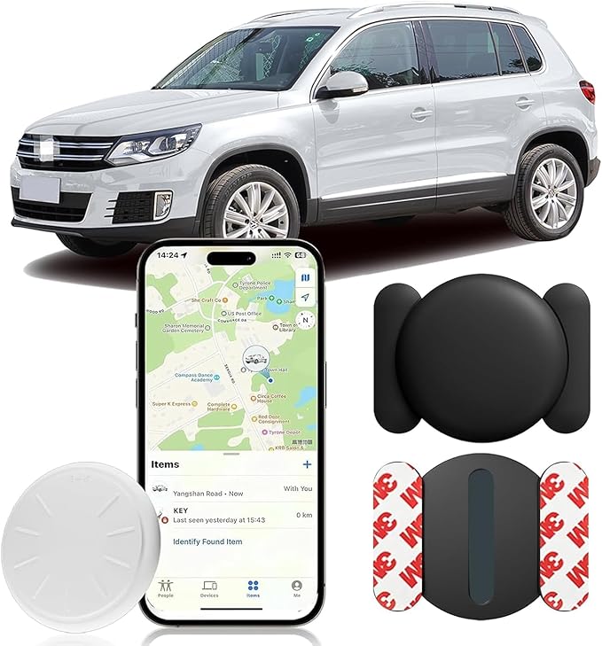 GPS Tracker for Vehicles,Real Time Car Tracker No Subscription Work with Apple Find My(iOS Only),Global Coverage Hidden Car Locator with Magnetic Case (Black,1PCS)