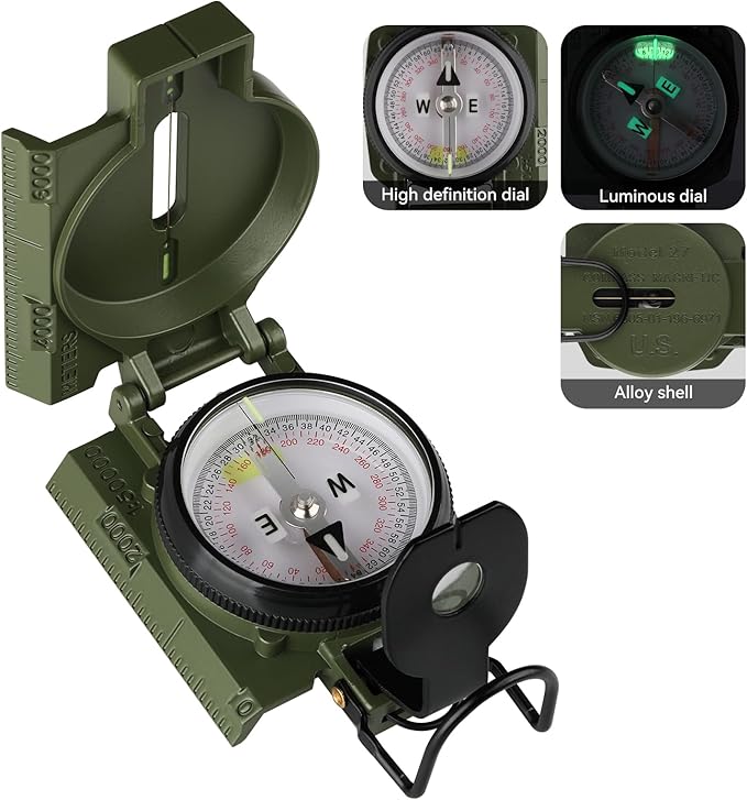 Compass Hiking Survival, Wilderness Survival Compass for Kids- Magnetic Gear Set Navigation Map- Backpacking Camping Hunting Survival