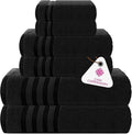 CASA COPENHAGEN Zero Twist 6Pcs 100% Egyptian Cotton Large Designer Towels Gift Set- Jet Black, 600 GSM, 2Bath 2Hand 2Washcloths, Bath Towels for Bathroom Set for Women & Men