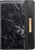 Passport Holder Cover,Traveling Passport Case Cute Marble Passport Wallet for Women,Black Marble