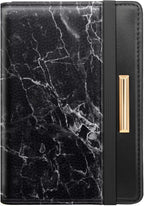 Passport Holder Cover,Traveling Passport Case Cute Marble Passport Wallet for Women,Black Marble