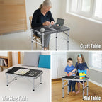 GARLLEN 2ft Folding Camping Table, Portable Folding Picnic Table with 3-Height Adjustable, Lightweight Aluminum Outdoor Tables for BBQ, Camping, Cooking, 22.8" L x 15.7" W, Silver