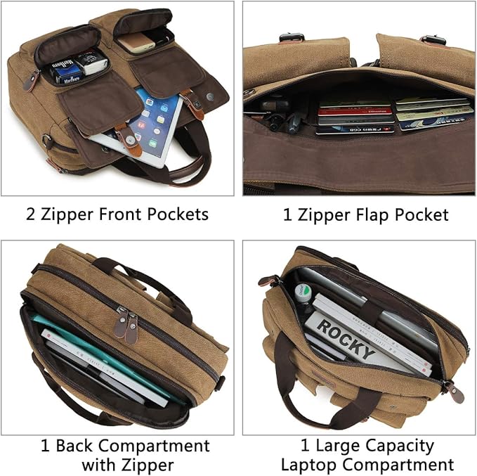 RAVUO Messenger Bag for Men, Water Resistant 15.6 17.3 Inch Laptop Briefcase Bag Casual Mens Satchel for Business