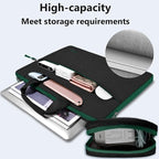 Hseok Laptop Shoulder Bag 15-15.6 inch Shockproof Water-Resistant HandBag with Small Case Compatible with MacBook Pro Neo 16" M5 M4 M3 M2 M1, Mac Pro Air 15", XPS 15/16, Most 15" 15.6" 16",BK-green