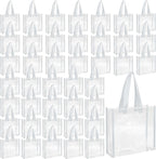 Eccliy 30 Pack 12x12x6 Inch Clear Tote Bag Stadium Approved Bulk Plastic Beach Tote Gift Bag with Handle for Gym Sports | 30 Pack, 12x12x6 Inch, Stadium Approved, Bulk, with Handle, Tote Gift Bag