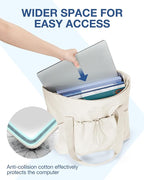 BAGSMART Foldable Tote Bag with Drawstring Bag, Tote Bag Shoulder Bag Top Handle Handbag for Travel, Work, Beach, Gym