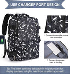 WONHOX Large Travel Backpack Women, Carry On Backpack,Hiking Backpack Waterproof Outdoor Sports Rucksack Casual Daypack Fit 14 Inch Laptop with USB Charging Port Shoes Compartment, Leaves Black
