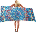 Beach Towel Microfiber 60"x30" Lightweight Sand Free Quicy Dry Blue Mandala Travel Towels Swim Pool Yoga Gym Camping for Women Men Girls Kids Beach Essentials Accessories Vacation Gift