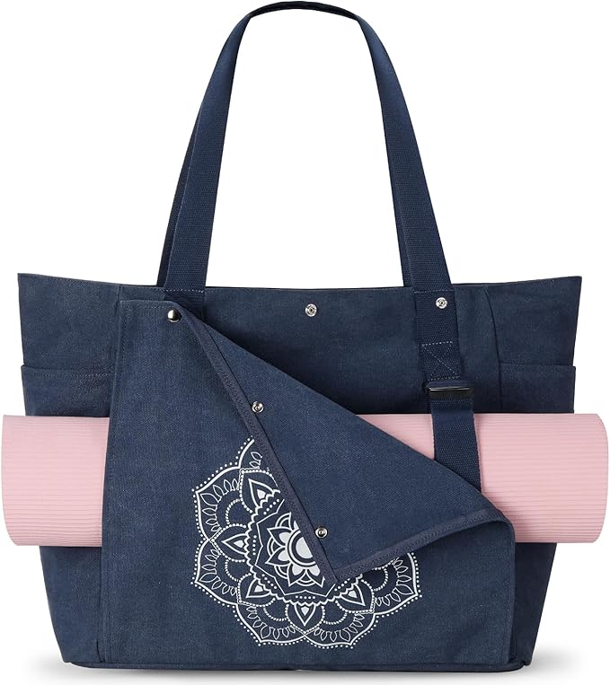 Gonex Yoga Mat Bag, Yoga Gym Bag Tote Bag with Multi Pockets For Women Men, Canvas Yoga Mat Carrier Take in Out Mat Easily For Pilates Travel Workout Office