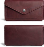 Hide & Drink, Full Grain Leather Large Female Wallet, Travel Organizer for Women, Vintage Money and Card Holder, Handmade, Sangria