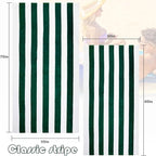 Exclusivo Mezcla 2 Pack Cotton Oversized 35x70 Inches Cabana Stripe Beach Towels, Super Absorbent Soft Plush Pool Bath Towel (Dark Green)