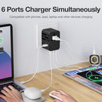 45W Universal Travel Adapter – Compact Plug with 3 USB-C & 2 USB-A Ports for EU/UK/US/AU, International Power Adapter Worldwide Charger, CE/FCC/RoHS Certified (Blue)