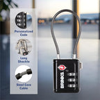 Brinks TSA Accepted Indicator Luggage Lock, Black - Resettable 3-Dial Combination, 2.5 inch Long Cable Shackle, New More Secure TSA008 Key, 4 Pack