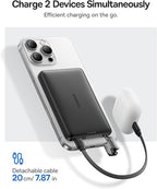 Baseus Picogo Qi2 15W Magsafe Portable Charger, 0.5" Ultra Slim 10000mAh Wireless Power Bank with 27W Built-in USB-C Cable, Magnetic Battery Pack for iPhone 17 Pro Max/17 Pro/Air/16/15/14/13/12