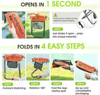 CAMDOOR Portable Collapsible Stool, 16″Folding Stool with 3 Side Pockets and Shoulder Strap, Extra Large Camping Chair Supports 400 lbs, Ultralight Portable Seat for Outdoor, Hiking, Fishing (Orange)
