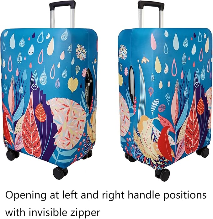 WUJIAONIAO Travel Luggage Cover Baggage Suitcase Cover Protector Skins 18-32 Inch (rainy season, L (for 25-28 inch luggage))