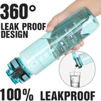 OLDLEY Water Bottle, 32oz Motivational Sports Water Bottle with Time Marker - Times to Drink - Tritan, BPA Free, Wide Mouth Leakproof, Anniversary Birthday Gifts for Men Women,Surfer (1 Bottle)