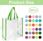 Eccliy 30 Pack 12x12x6 Inch Clear Tote Bag Stadium Approved Bulk Plastic Beach Tote Gift Bag with Handle for Gym Sports | 30 Pack, 12x12x6 Inch, Stadium Approved, Bulk, with Handle, Tote Gift Bag