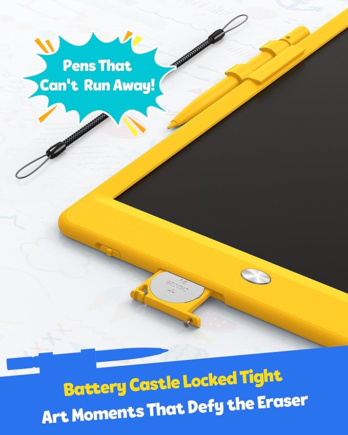 TEKFUN LCD Writing Tablet for Kids, 10-inch Coloring Drawing Pad, Mess Free Doodle Board, Airplane Travel Toys for Boys and Toddlers, Road Trip Essentials, Gifts for 3 4 5 6 7 8 Year Old Girls(Yellow)