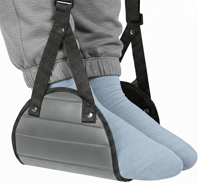 Adjustable Foldable Foot Hammock with Storage Bag, for Aircraft, Car, Home and Travel Scenarios