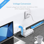 ISELECTOR Universal Travel Adapter, Power Step Down 220V to 110V Voltage Converter with 6A 4-Port USB Charging 3 AC Sockets International Plug Adapter for UK/AU/US/EU/Japan More Than 150 Countries