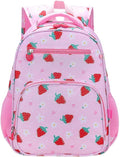 RHCPFOVR Kids Backpack for Girls - Girls Backpack 3-8 Ages Strawberry for Kids 15 Inch School Bookbag for Kindergarten Elementary School Bookbag for Girl 1st 2nd Grade